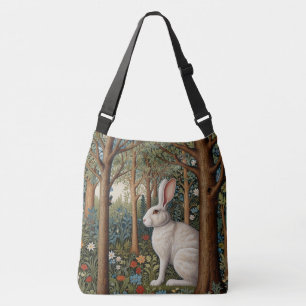 Sac Ajustable Elégant retro boho blanc lapin boisé fleurs