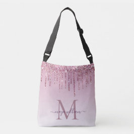 Sac Ajustable Élégant Rose de Parties scintillant Monogramme