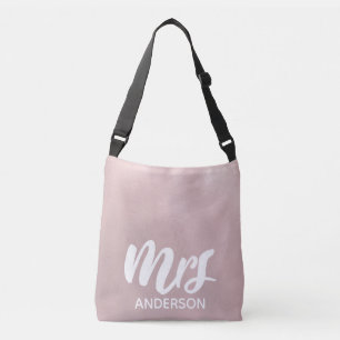 Sac Ajustable Elégant Rose Gold Mme Nom de famille Verre Texture