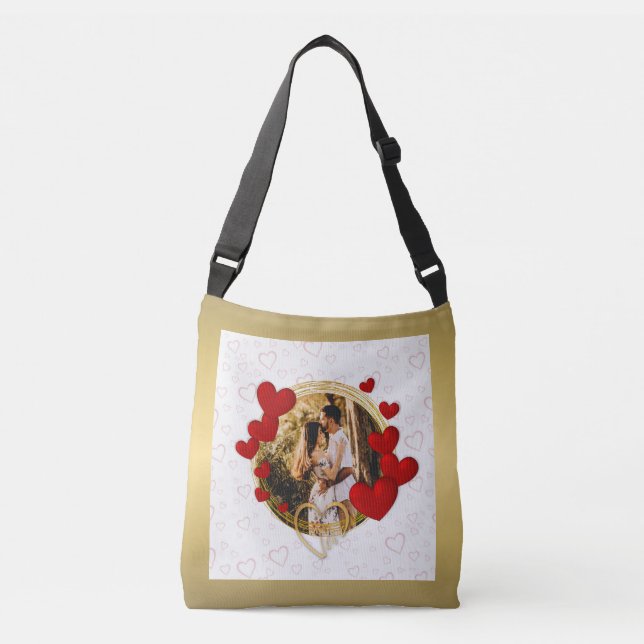 Sac Ajustable Élégant Valentines, Amour, Anniversaire Coeur Roug (Devant)