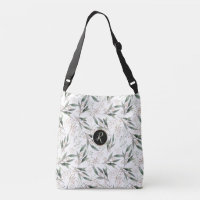 Élégante feuille verte fleurie monogramme fleur ro