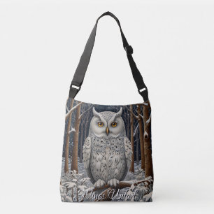 Sac Ajustable Élégante forêt d'hiver de chouette blanche boho