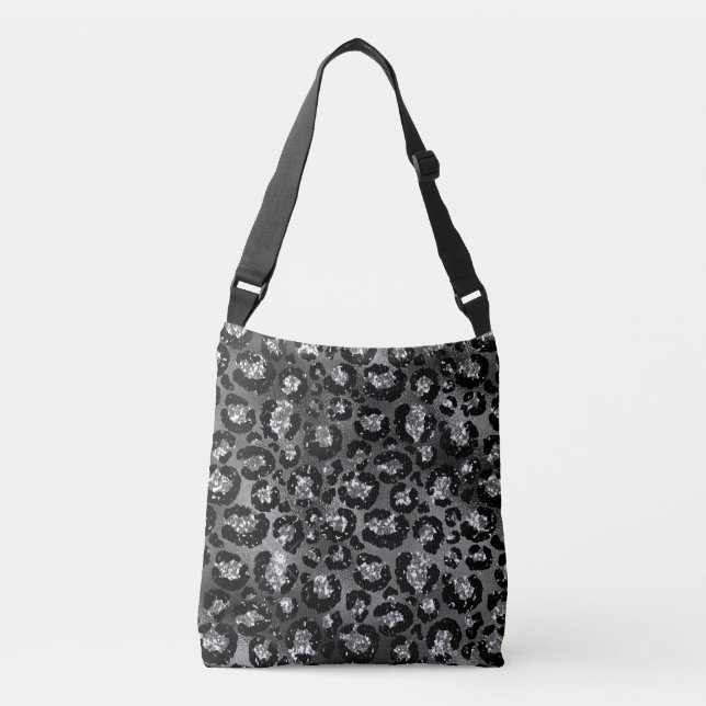 Sac Ajustable Empreinte de léopard noir et gris argenté (Devant)