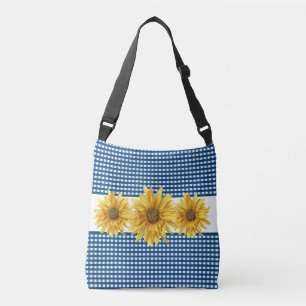 Sac Ajustable En vichy bleu marine avec tournesols