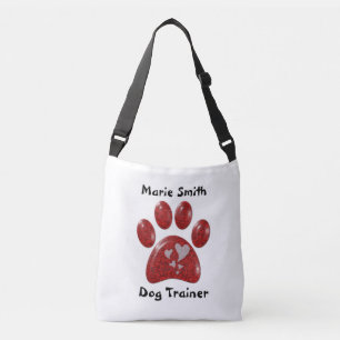 Sac Ajustable Entraîneur de chien Empreinte de patte rouge Coeur