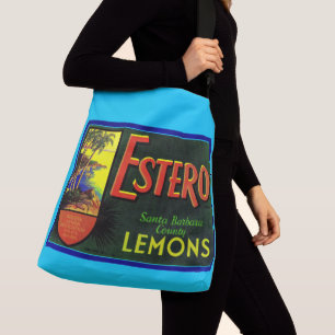 Sac Ajustable Estero citrons 1940s crate de fruits imprimé étiqu
