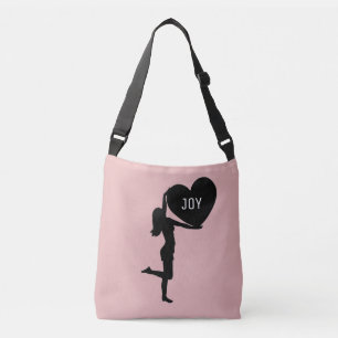 Sac Ajustable Femme au coeur noir silhouette sur or rose