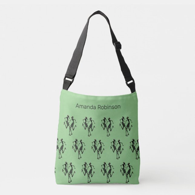 Sac Ajustable Fête des danseuses géniales, vertes et silhouettes (Devant)