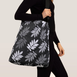 Sac Ajustable Feuille aînée grand motif noir blanc gris