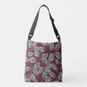Sac Ajustable Feuilles gris sur rouge foncé