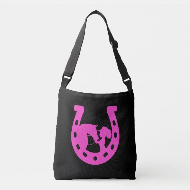 Sac Ajustable Fille avec cheval et Casquette occidental Hot rose (Devant)