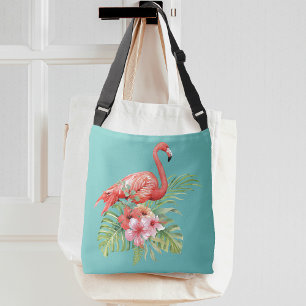 Sac Ajustable Flamant Tropical Floral Aqua Bleu