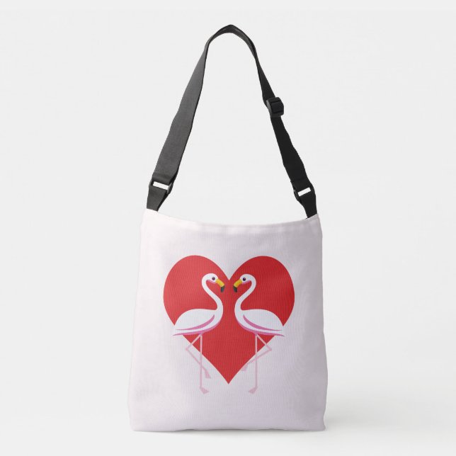 Sac Ajustable Flamants roses blancs mignons rose avec coeur roug (Devant)