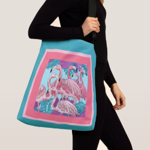 Sac Ajustable Flamants roses mignons sur rose & menthe
