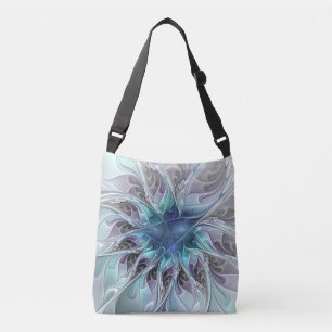 Sac Ajustable Fleur Abstraite Fractale Moderne Avec Bleu
