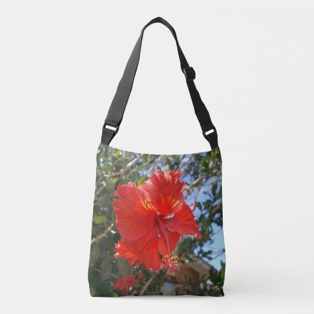 Sac Ajustable Fleur D'Hibiscus Rouge Sur Un Arbre, (Devant)