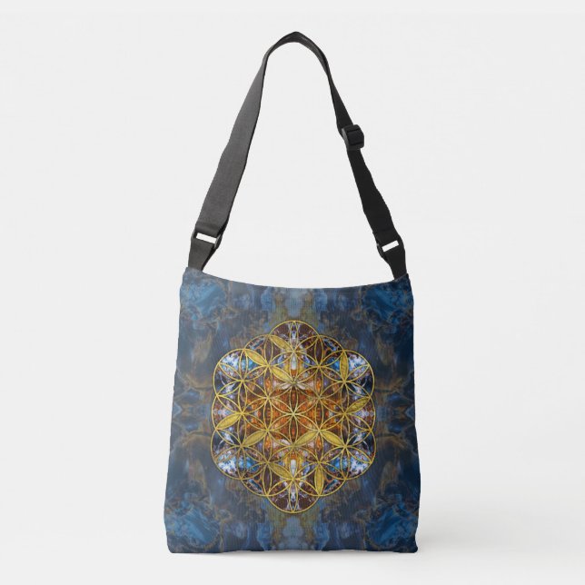 Sac Ajustable Fleur sacrée de la géométrie de pierre gemme (Devant)