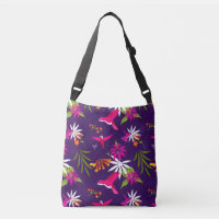 Fleur tropicale de colibri à motif rose pourpre