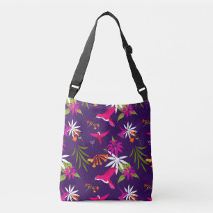 Sac Ajustable Fleur tropicale de colibri à motif rose pourpre