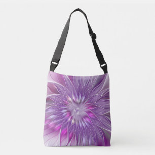 Sac Ajustable Fleur violette rose, art fractal abstrait passionn