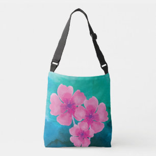 Sac Ajustable Fleurs Aquarelles Pinkish Avec Base Vert Bleu