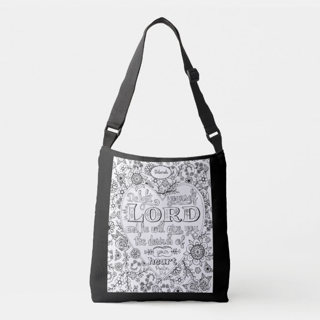 Sac Ajustable Fleurs chrétiennes de petite fille Coeur Blanc noi (Devant)