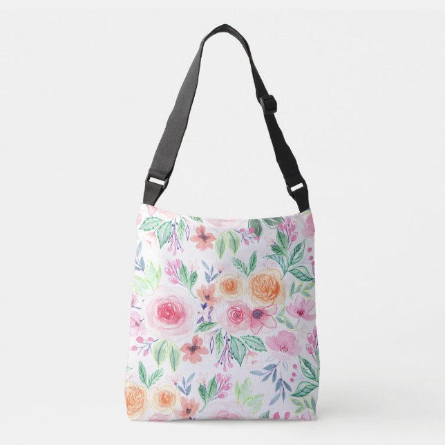 Sac Ajustable Fleurs d'aquarelle et feuilles (Devant)