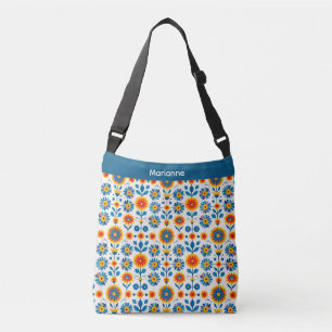 Sac Ajustable Fleurs d'art populaire bleu et or