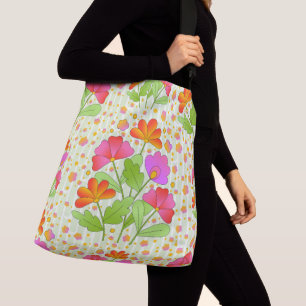 Sac Ajustable Fleurs de couleur grand pop rose et orange vert pâ
