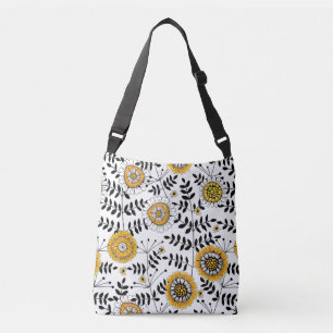 Sac Ajustable Fleurs de gribouillis et feuilles en jaune et noir