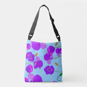 Sac Ajustable Fleurs de pavot Lilac molles sur bleu pâle