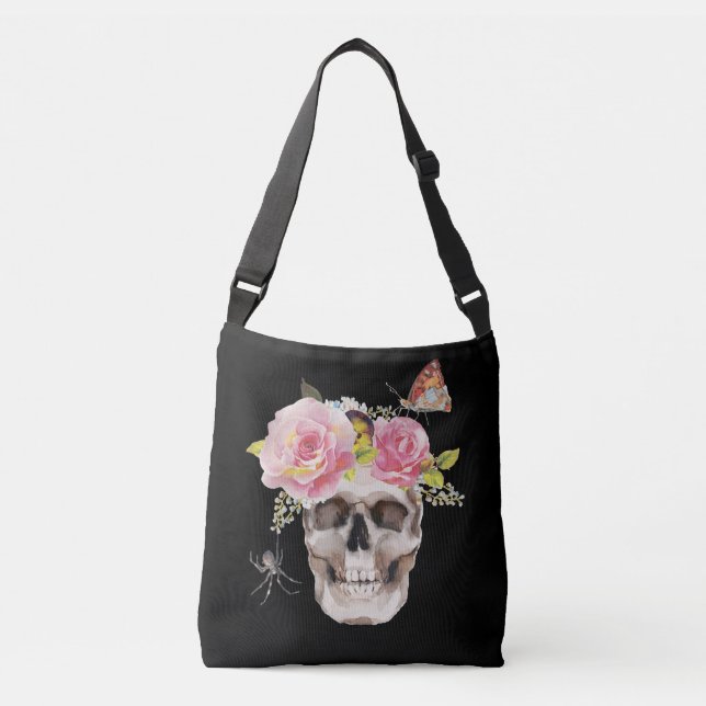 Sac Ajustable Fleurs du crâne Araignée papillon Halloween Cadeau (Devant)