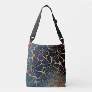 Sac Ajustable Fleurs pluvieuses rétro-Turquoises de Cobalt