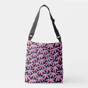 Sac Ajustable Fleurs stylisées - rose, bleu ciel et noir