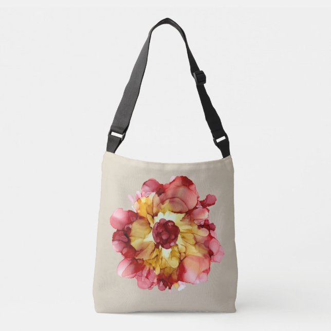 Sac Ajustable Floral Bougogne & Camellia Or Personnalisable (Devant)