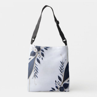 Sac Ajustable Floral/Fleurs bleu et blanc Fourre-tout