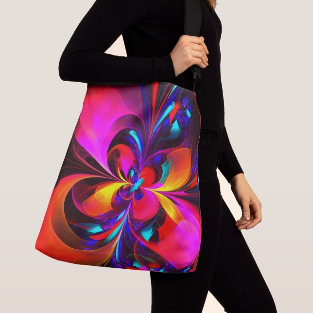 Sac Ajustable Floral moderne Art Abstrait Rouge Bleu Motif #07 (De près)