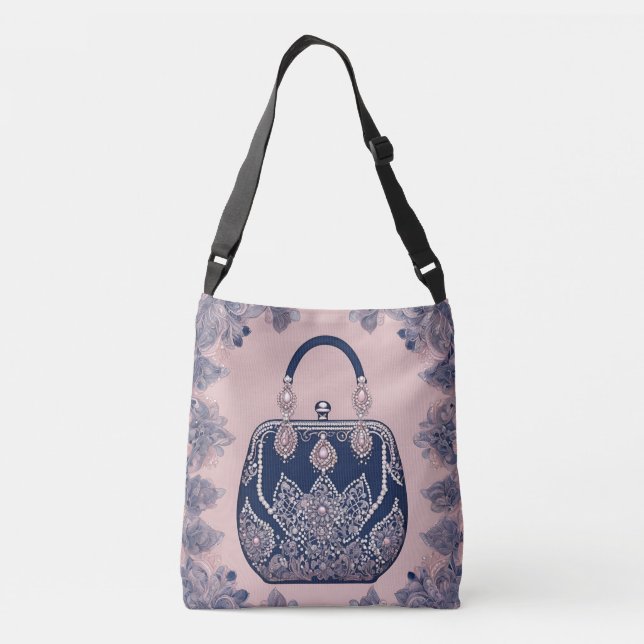 Sac Ajustable Floral pink and blue AI art  (Dos)