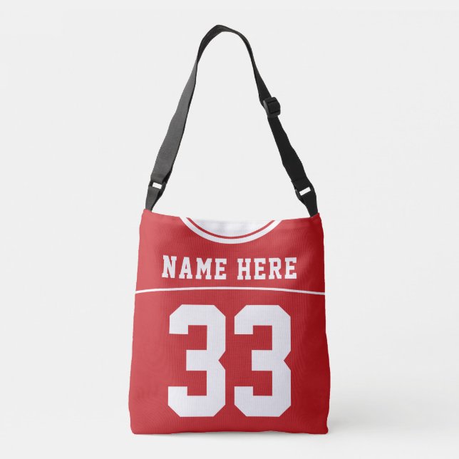 Sac Ajustable Football Jersey, Rouge, Personnalisé Nom & Numéro (Dos)