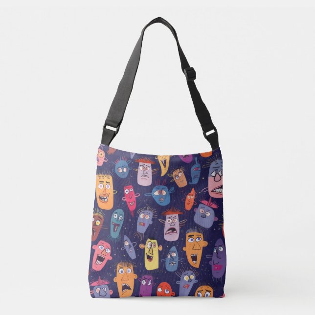 Sac Ajustable Fourre-tout à deux visages | Visages Whimsical & G (Devant)