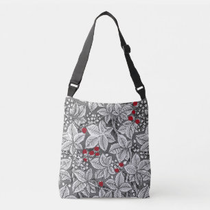 Sac Ajustable Fraises et Feuilles Art Nouveau, gris argenté