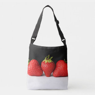 Sac Ajustable Fraises Sur Noir Sur Blanc Cbcnm