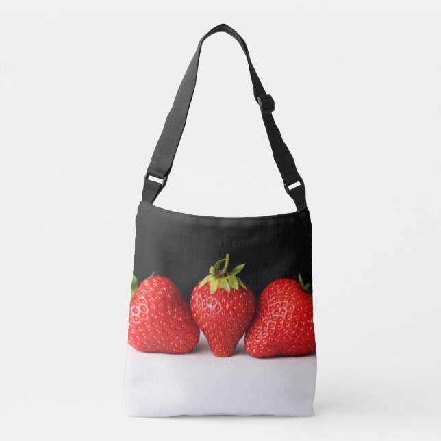 Sac Ajustable Fraises Sur Noir Sur Blanc Cbcnm (Devant)