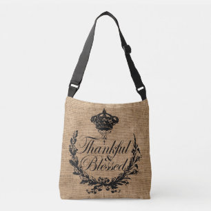 Sac Ajustable frencountry farm burlap thankful and blessed