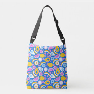 Sac Ajustable Fruits tropicaux juteux - arrière - plan bleu