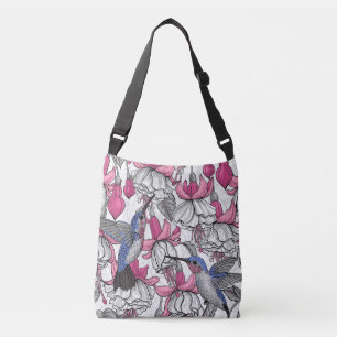 Sac Ajustable Fuchsia et colibris blancs