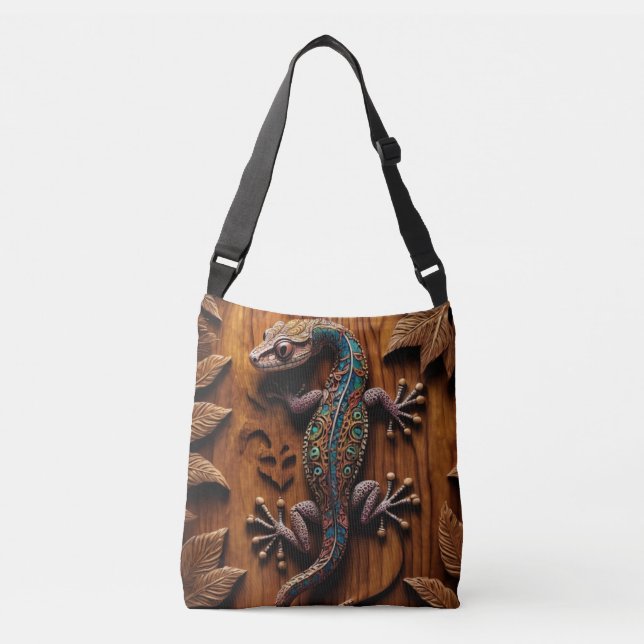 Sac Ajustable Gecko coloré en bois (Devant)