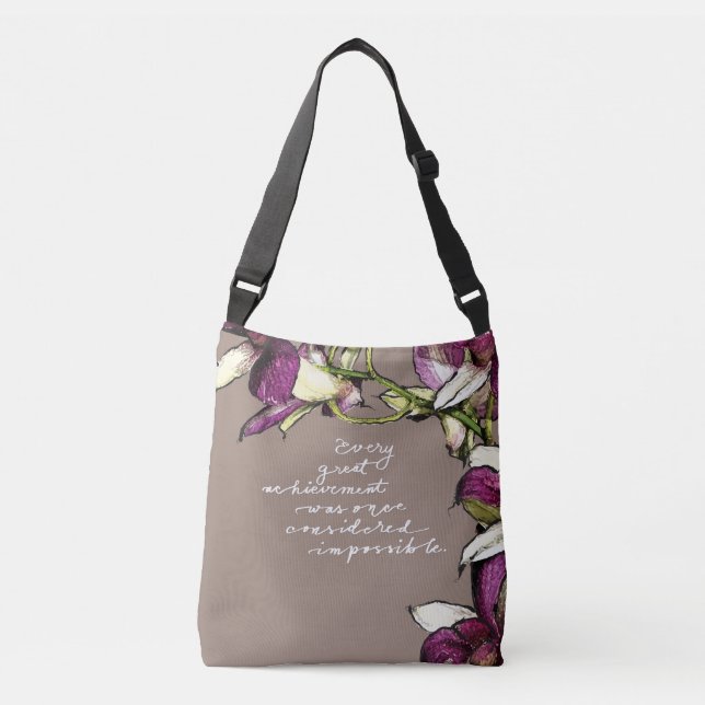 Sac Ajustable Grand succès Floral Motivational Devis Crossb (Devant)