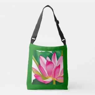 Sac Ajustable Grande Lit d'eau rose avec Feuilles vert émeraude