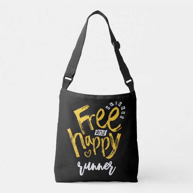 Sac Ajustable Gratuit Et Joyeux Blanc Jaune Script Moderne Noir (Devant)